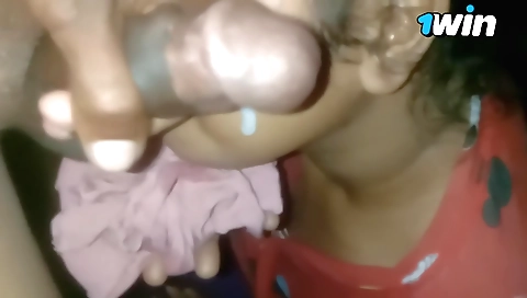 Brunette girl gets a blowjob and facialized by a guy