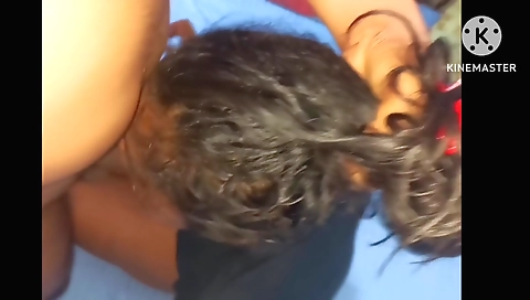 Indian brunette gives a deepthroat blowjob to her boyfriend