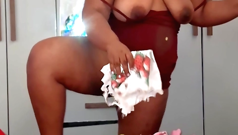 Stepaunt shows off her big boobs and ass in a solo video