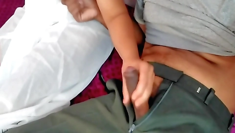 Indian girl is taking care of a man in his clothes