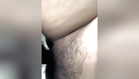 Amateur hairy girl with big tits and hairy bush is playing