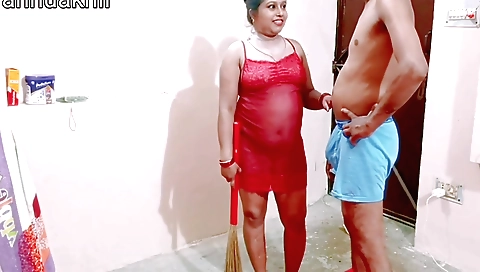 Indian brunette with a big ass is fucking her stepmom