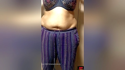 Busty brunette step sister shows her sexy dress in bra