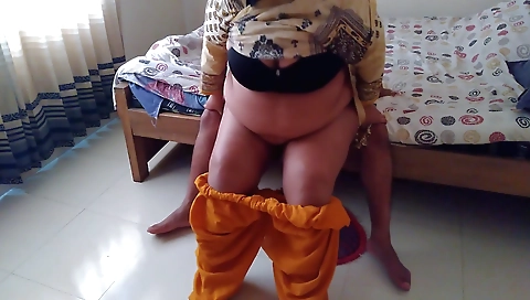 Busty indian stepmom with big boobs enjoys stepson's cock