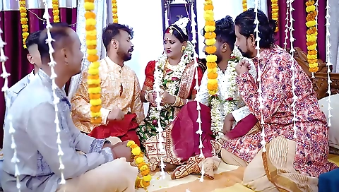 Indian gangbanged bride gets fucked in the kitchen