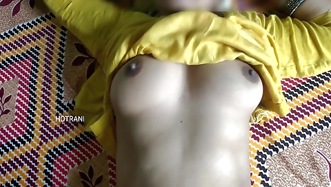 Bhabhi touches his shaved pussy and gives him a orgasm