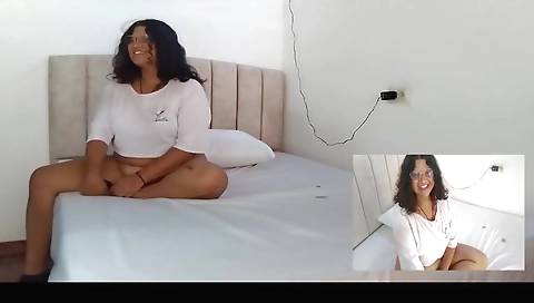Amateur brunette with big tits 18+ licking big cock
