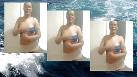 Solo amateur woman making herself the most comfortable