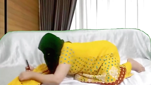 Bhabhi is playing with her stepbrother's dick in webcam video