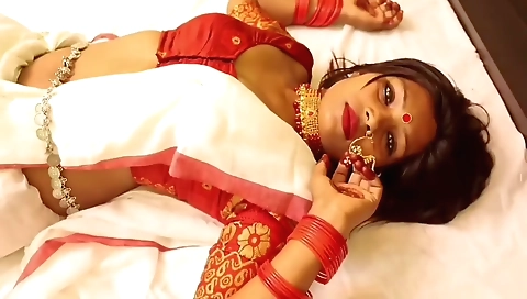 Naked indian girl enjoys outdoors at her home in village