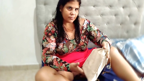 Big ass brunette uses a toy to cum on her stepbrother