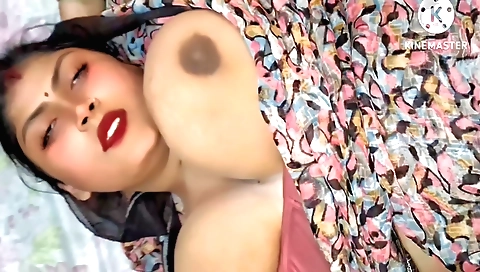 Chubby indian hottie with big tits and a shaved pussy licking