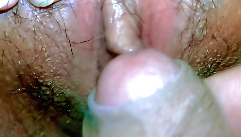Indian stepdaughter's hairy pussy caresses his hairy rod