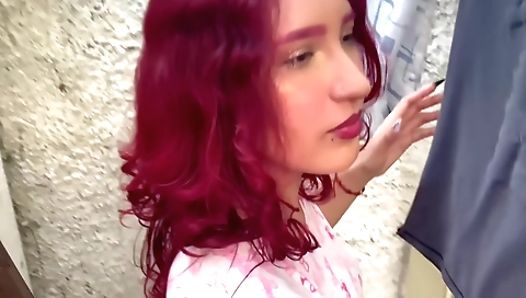 My gorgeous red dress is getting fucked in the yard