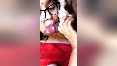 Chubby brunette gets fucked in mouth by hubby in amateur vid