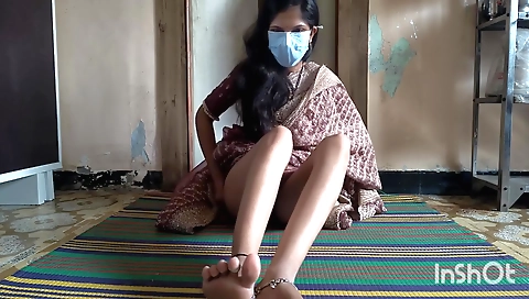 Indian beauty takes a small piece of cock and does a massage