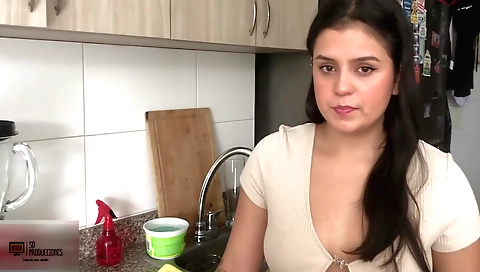 Hot and sexy indian brunette is having some fun with her neighbor