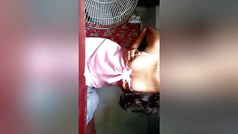 Sexy teen in long red dress 1st time playing with pussy