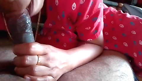 Indian girl sucks her husband's cock and drinks his semen