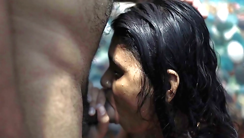 Indian stepbrother and stepsister share bath together