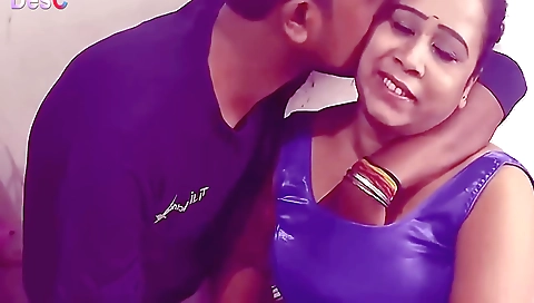 Indian brunette takes her husband's dick and licks it