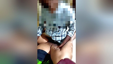Indian girl makes her lover lick and kiss her hairy pussy