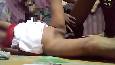 Indian teen gets her hairy pussy fucked by her auntwife