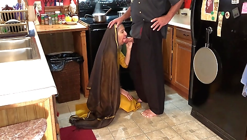 Indian milf in a big leather bodigy gets fucked by her stepbrother