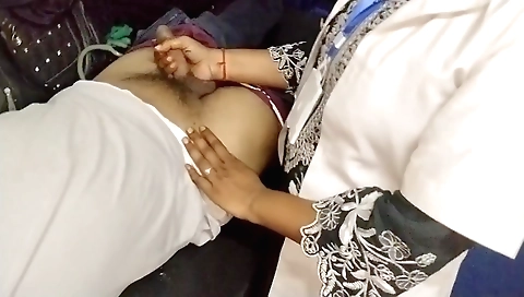Indian brunette with hairy pussy gets fucked in the doctor's bedroom