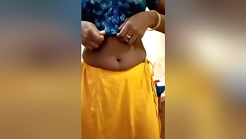 Sugar daddy shows her pink bra and saree to his stepdad