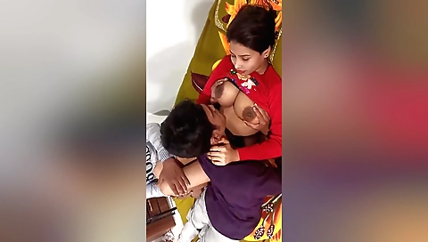 Big booty indian teen and her stepbrother in a threesome
