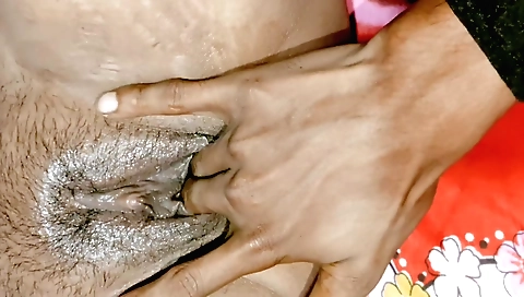 Indian girl with hairy breasts gets horny and gets cumshot