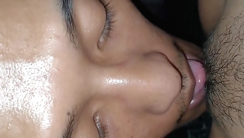 Indian wife sucks her hairy pussy and gets a blowjob