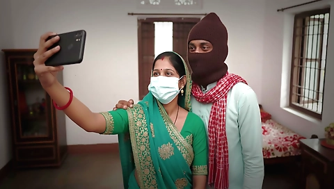 Indian woman with big tits is caught by her lover's cock