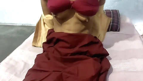 Indian brunette with small tits and a sexy lingerie